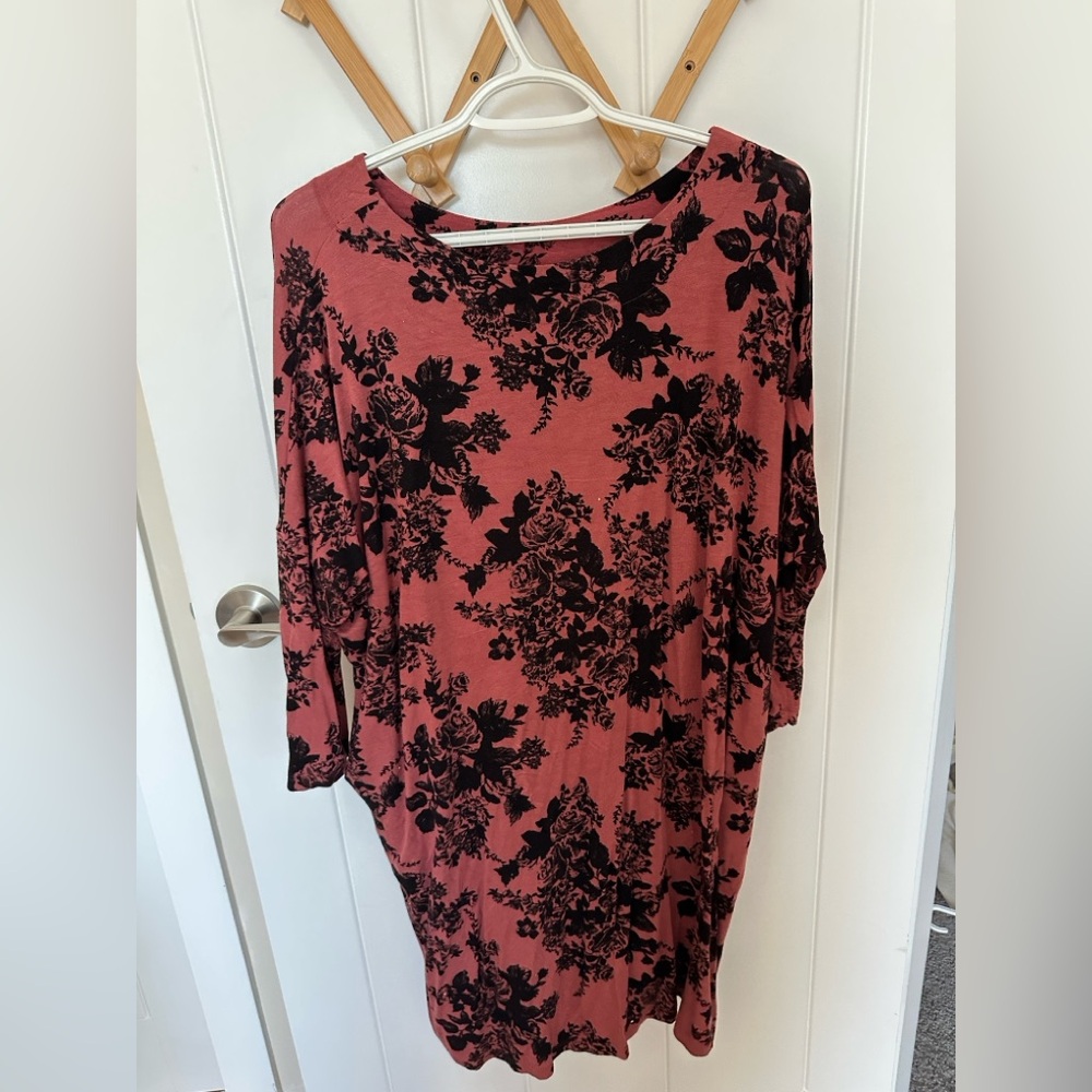 Free People Pink and Black Floral Dress